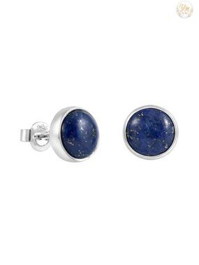 Handmade 925 Sterling Silver Lapis Lazuli Stud Earrings Unisex